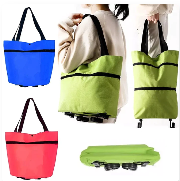 Foldable Trolley Tote Bag with Wheels