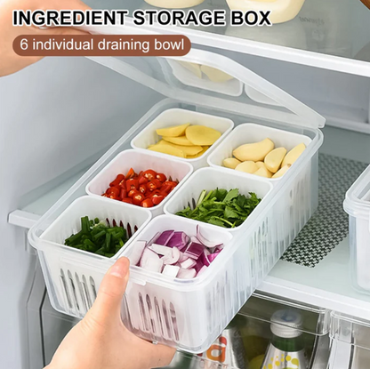 6 Grid Vegetable & Fruit Storage Box With Lid