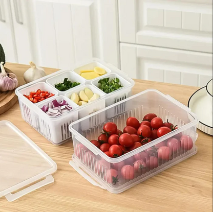 6 Grid Vegetable & Fruit Storage Box With Lid