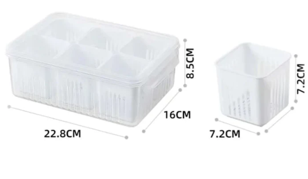 6 Grid Vegetable & Fruit Storage Box With Lid