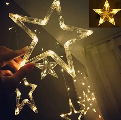 Star and Moon Curtain String Lights Ramadan Wall Decor