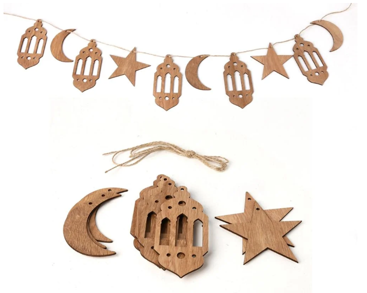 Wooden Ramadan Eid Mubarak Hanging Decoration