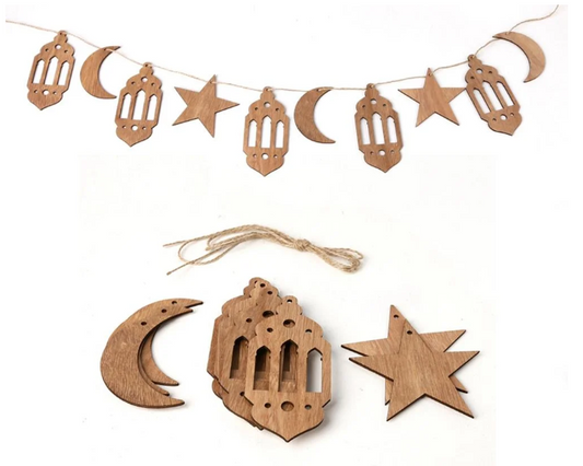 Wooden Ramadan Eid Mubarak Hanging Decoration