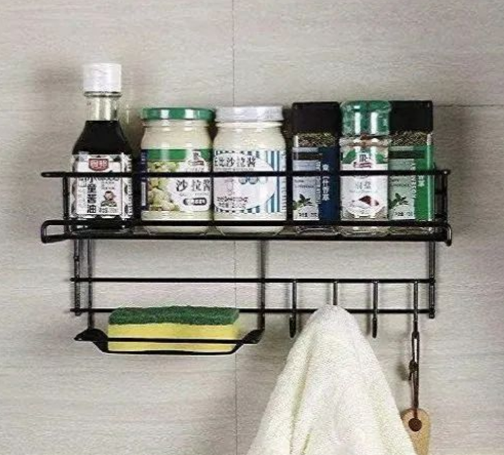 Bathroom Storage Shelf with Hooks and Soap Dish