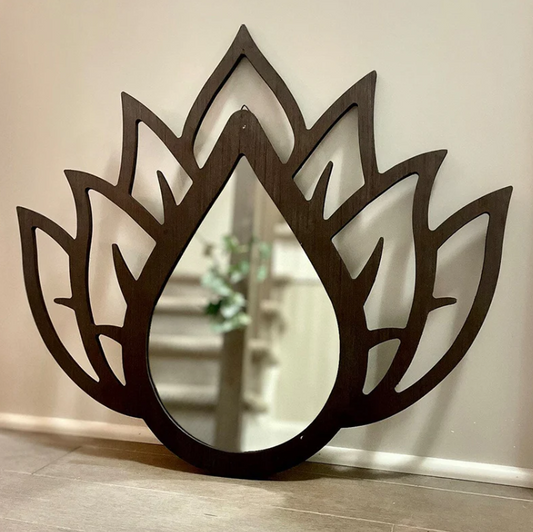 Floral Wooden Wall Mirror