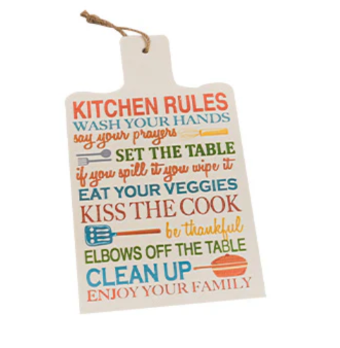 Chopping Board Style Kitchen Rules Wall Hanging