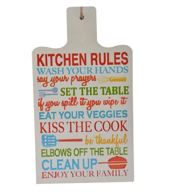 Chopping Board Style Kitchen Rules Wall Hanging