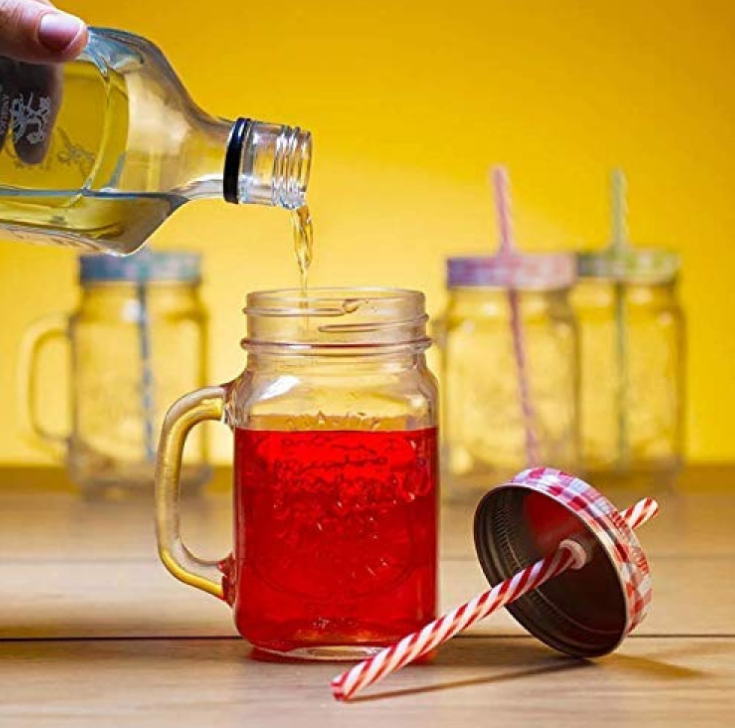 Mason Jar with Straw and Lid Mocktail