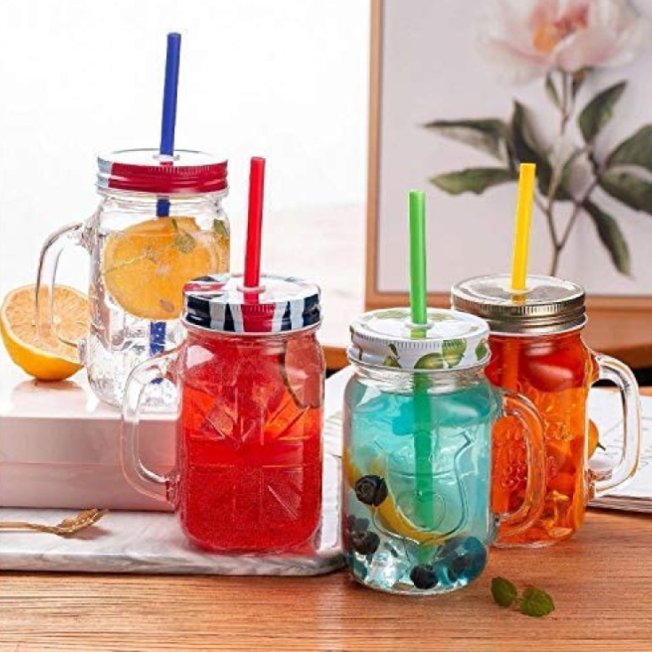 Mason Jar with Straw and Lid Mocktail