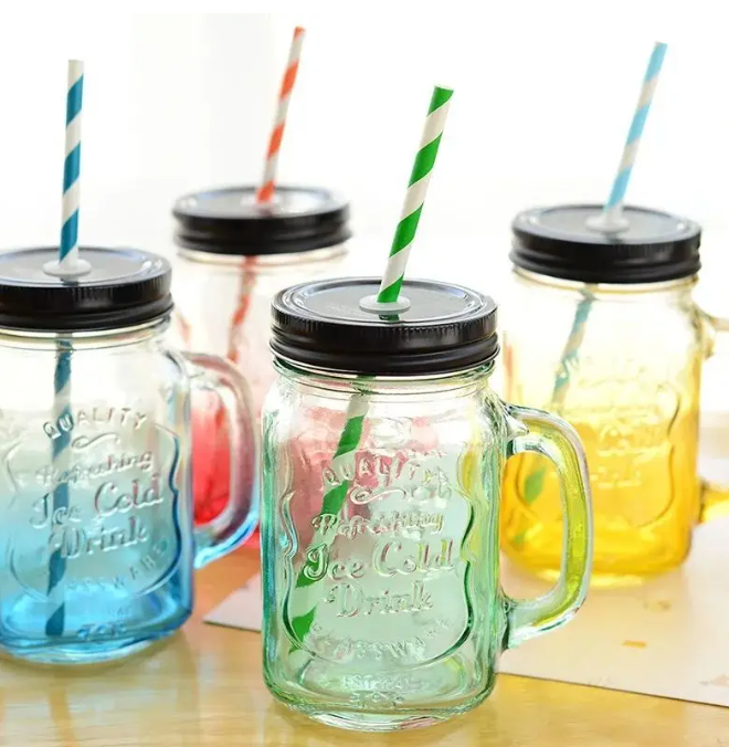 Mason Jar with Straw and Lid Mocktail