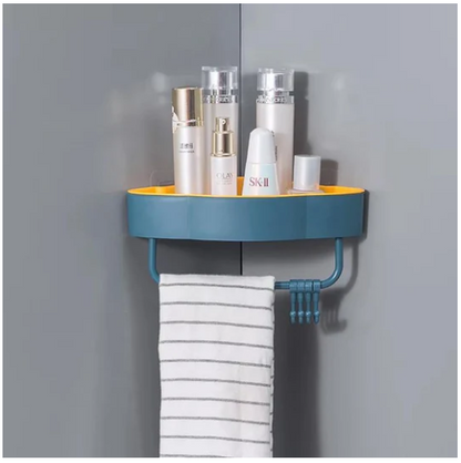 Wall Mounted Bathroom Corner Shelf With Hooks