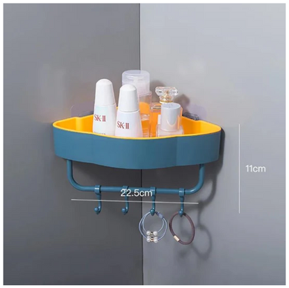 Wall Mounted Bathroom Corner Shelf With Hooks