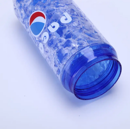 450 ml Plastic Double Layer Ice coke Bottle With Straw