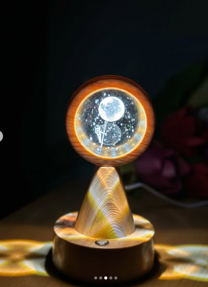 Wooden Design Crystal Globe Projector Lamp