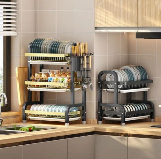 Multi Tiered Dish Drying Rack Organizer