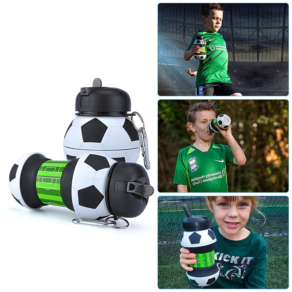 Football Silicone Collapsible Water Bottle