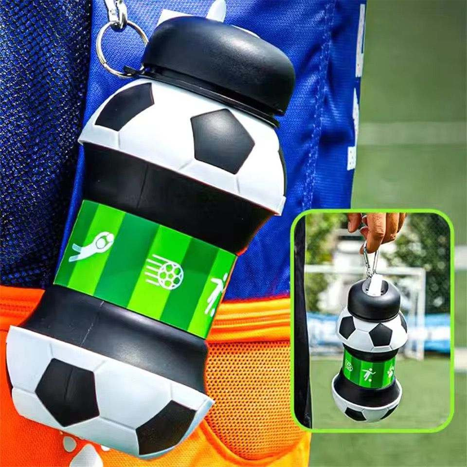 Football Silicone Collapsible Water Bottle