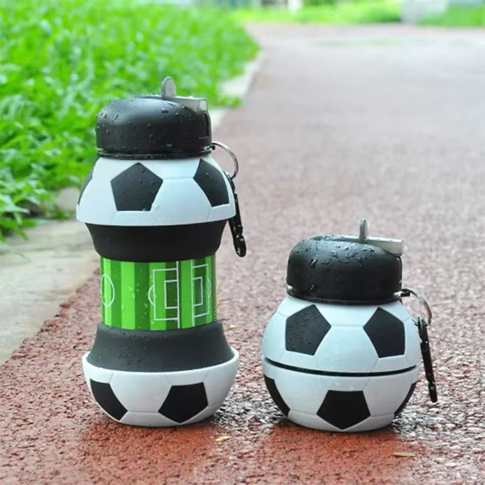 Football Silicone Collapsible Water Bottle