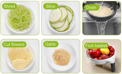 9in1 Multifunctional Vegetable Cutter With Drain Bowl