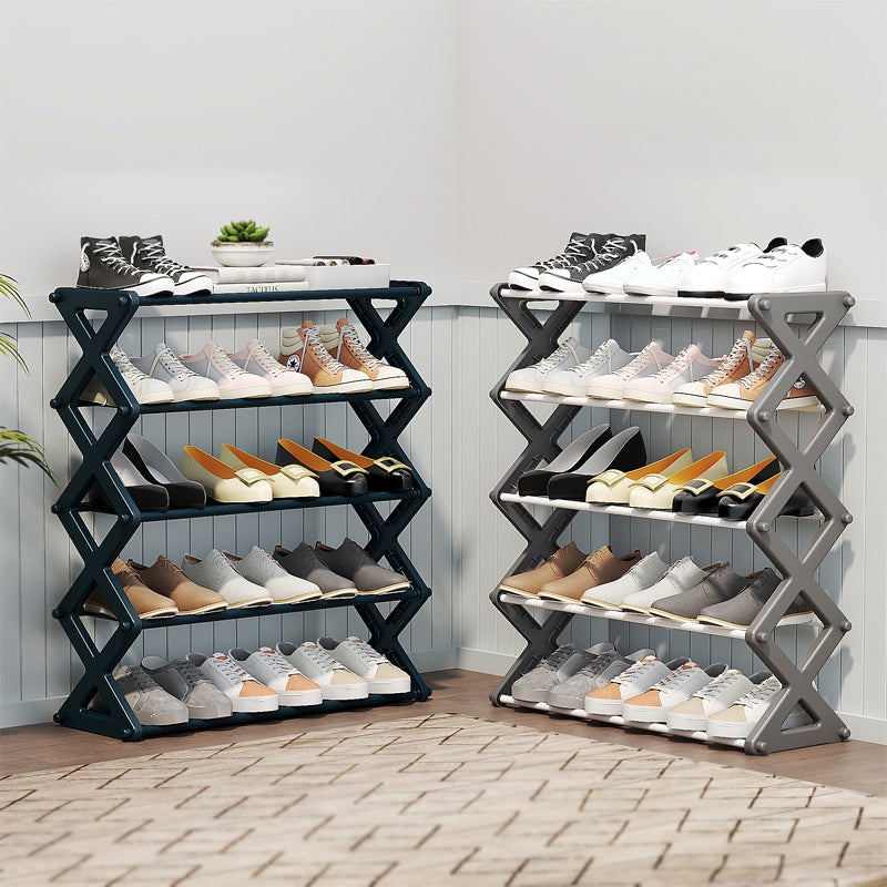 5 Layers X-Type Foldable ZigZag Shoe Rack Organizer Stand