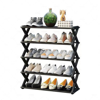 5 Layers X-Type Foldable ZigZag Shoe Rack Organizer Stand