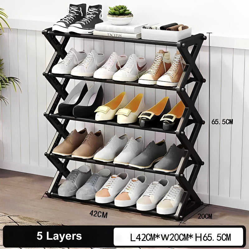 5 Layers X-Type Foldable ZigZag Shoe Rack Organizer Stand