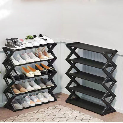 5 Layers X-Type Foldable ZigZag Shoe Rack Organizer Stand