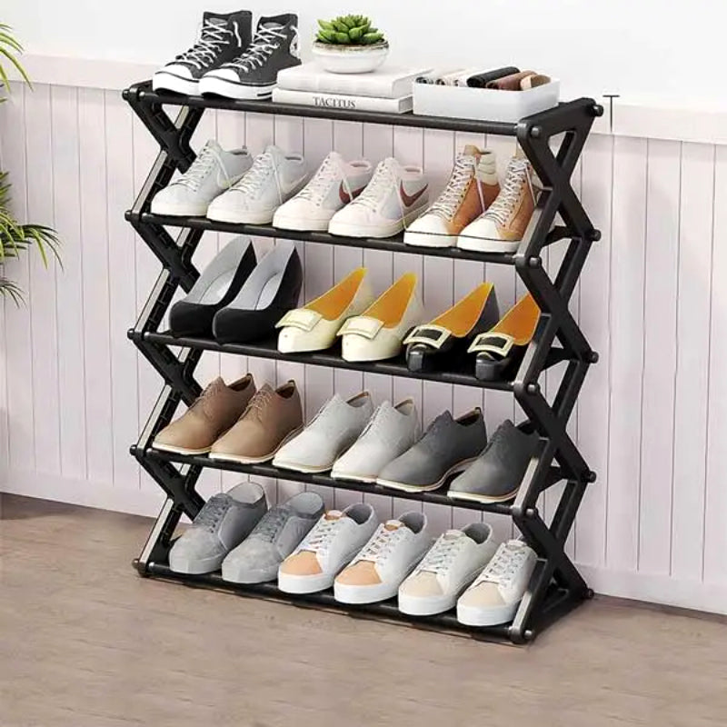 5 Layers X-Type Foldable ZigZag Shoe Rack Organizer Stand