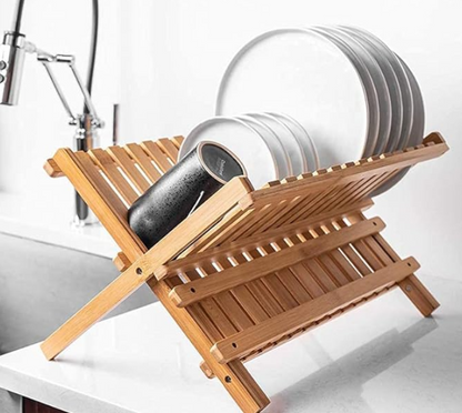 Multi-Layer Foldable Bamboo Dish Rack