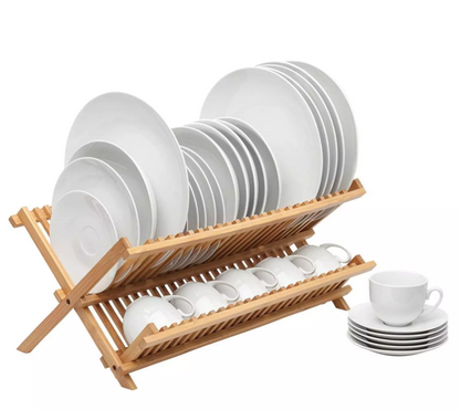 Multi-Layer Foldable Bamboo Dish Rack