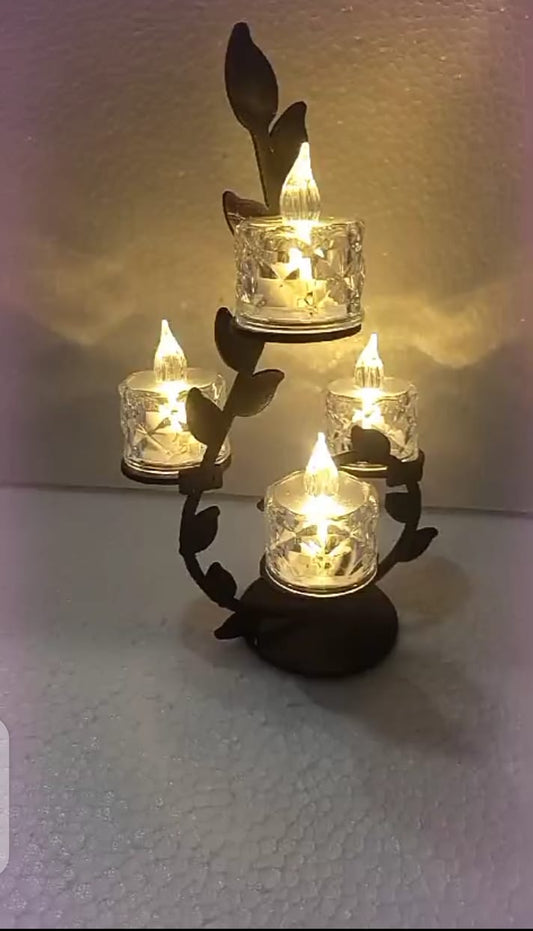 Floral Candle Stand with Candles