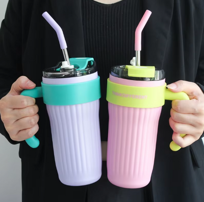 Vibrant 860ml Stainless Steel Tumbler with Straw