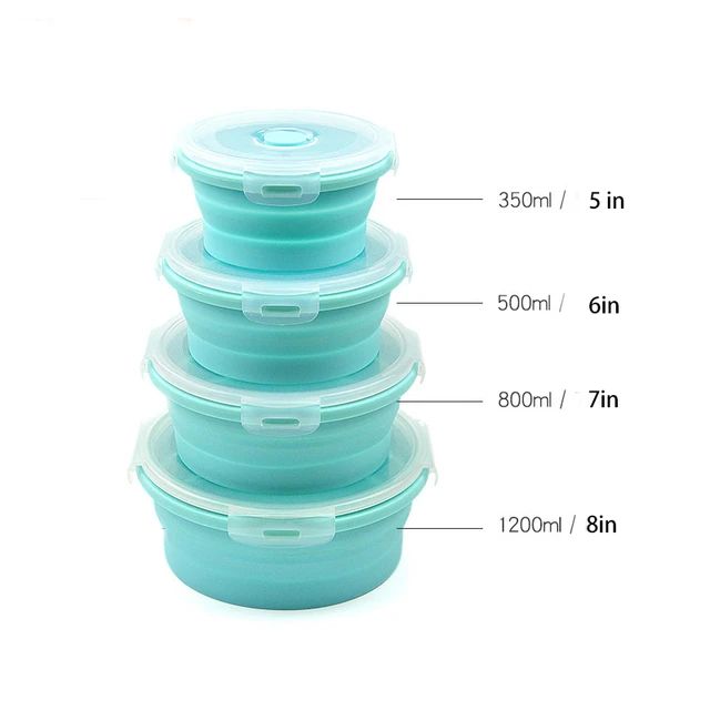 Set Of 4pcs Foldable Silicone Lunch Boxes