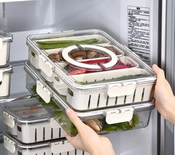 Compartment Refrigerator Box With Lid & Handle