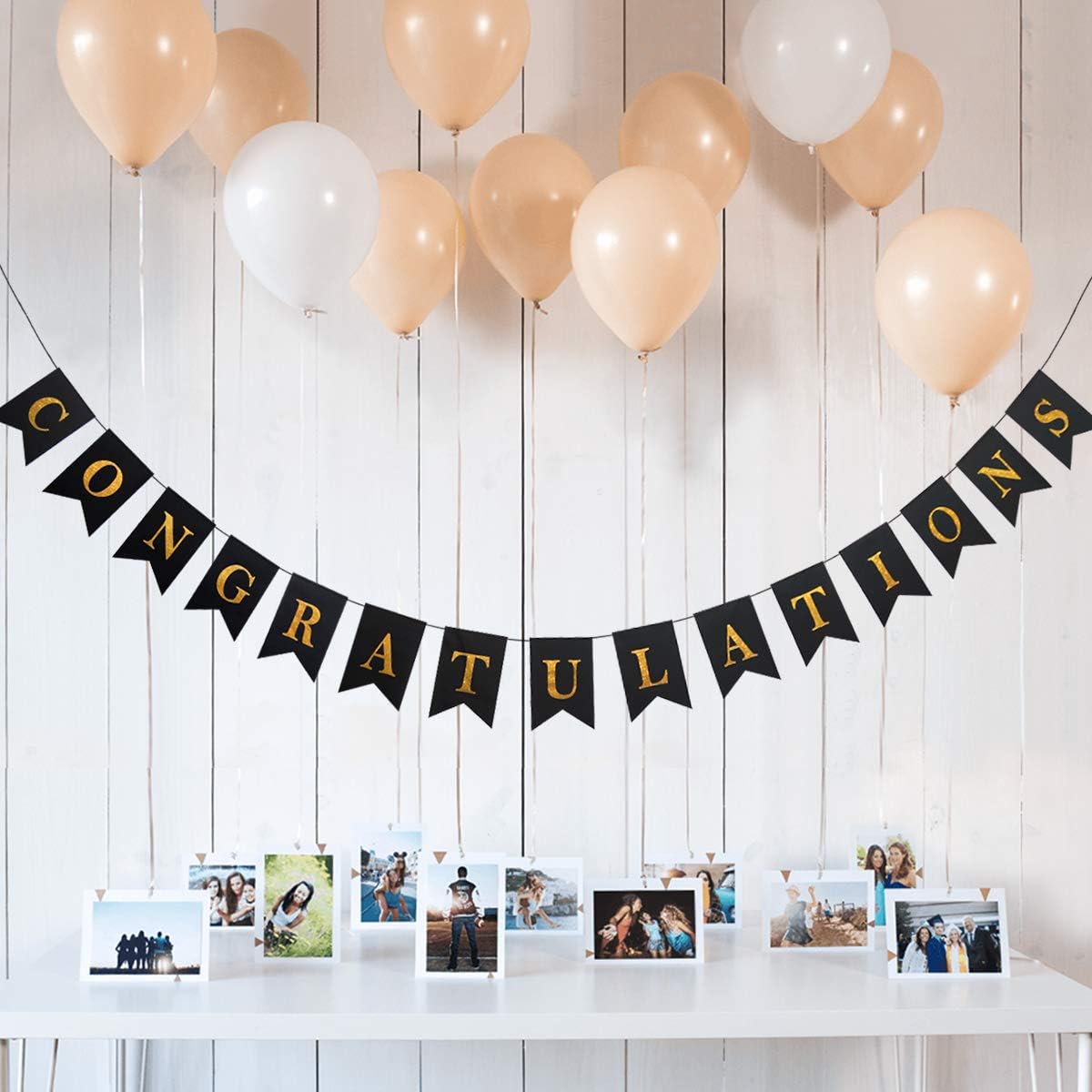 Gold Black Congratulations Banner Party Decoration