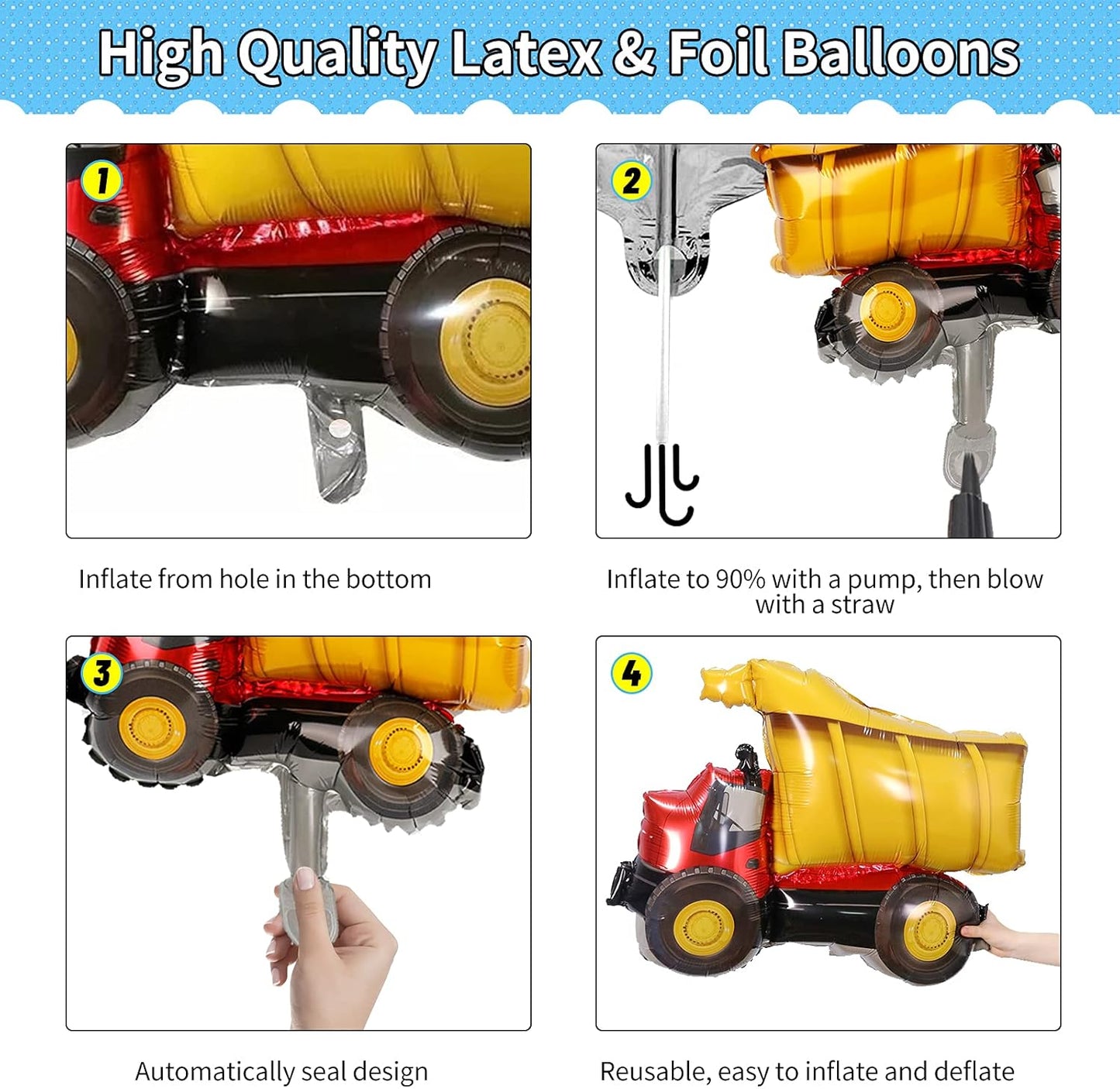 Construction Truck Foil Balloon for Birthday Decoration