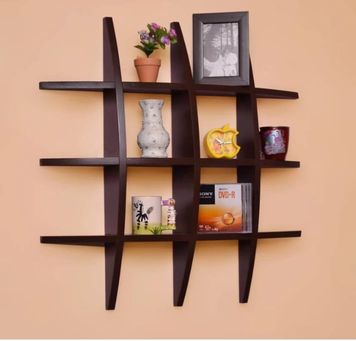 Checkboard Style Floating Wall Shelf