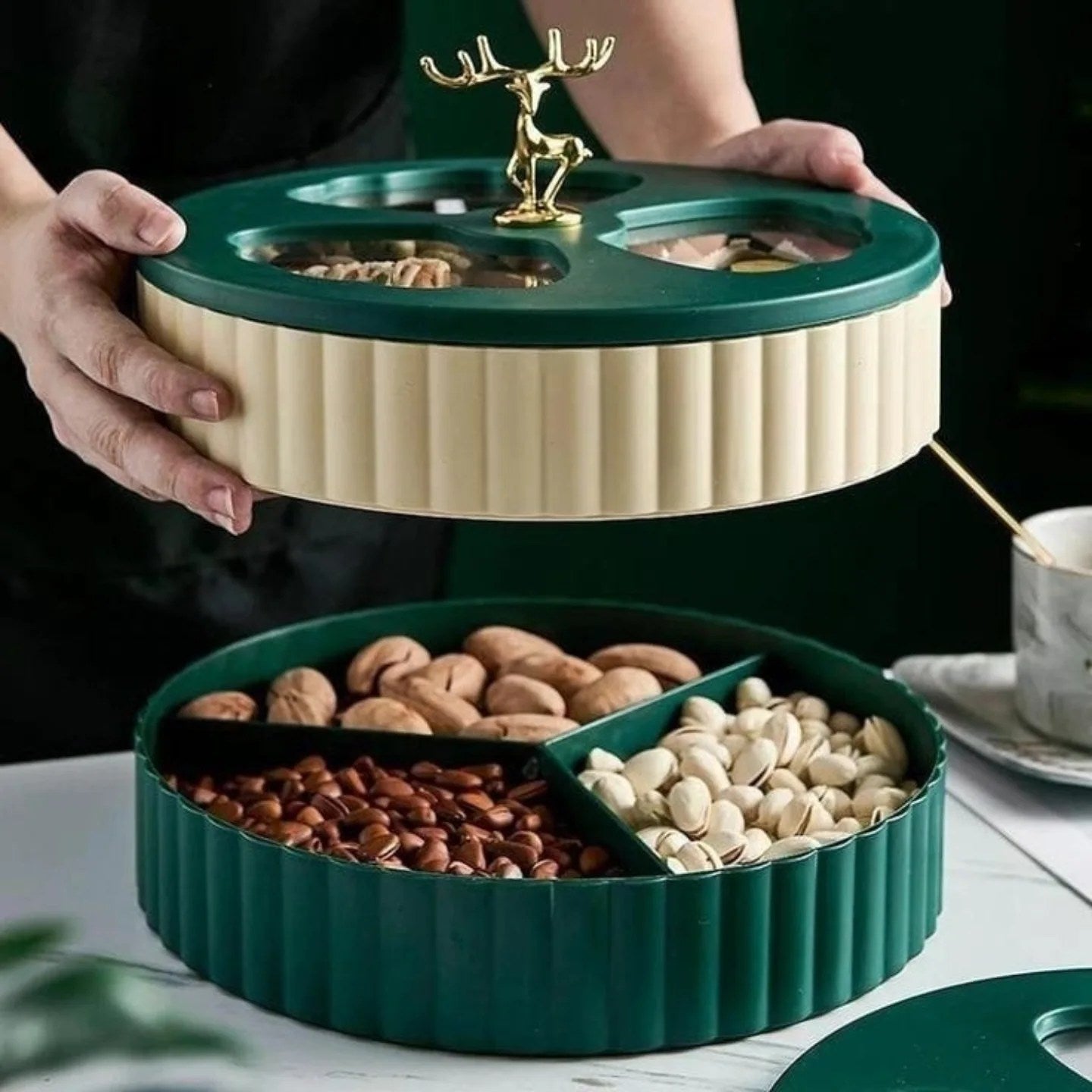 Double Layer Deer Dry Fruit and Snacks Container