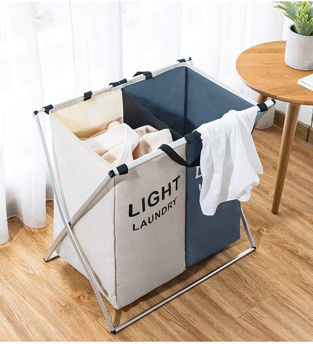 Dual Grid Foldable Laundry Basket