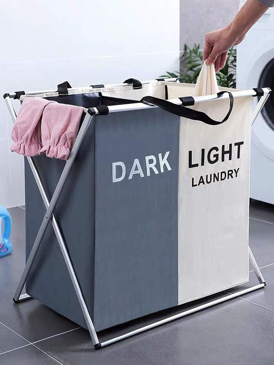 Dual Grid Foldable Laundry Basket