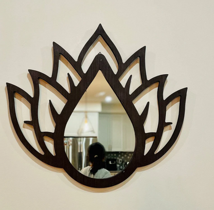 Floral Wooden Wall Mirror