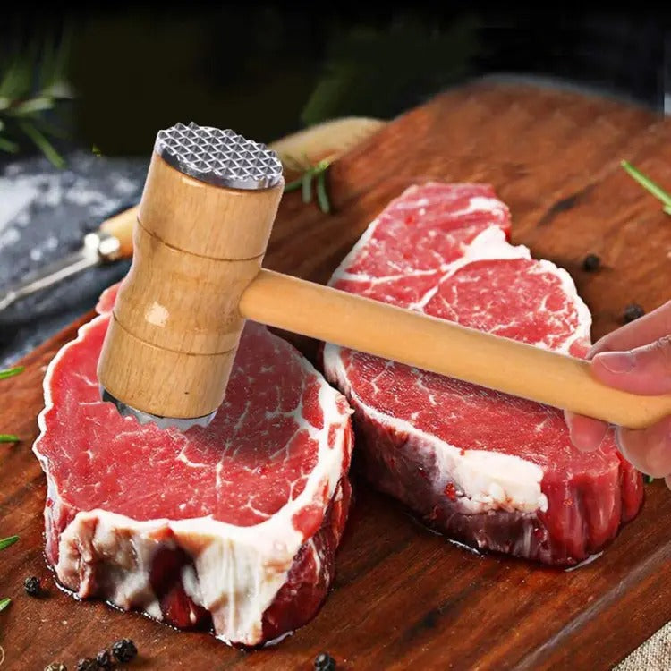 Double Sided Wooden Meat Tenderizer Hammer