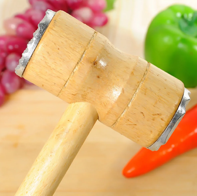 Double Sided Wooden Meat Tenderizer Hammer