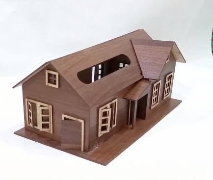 House Shape Wooden Tissue Box