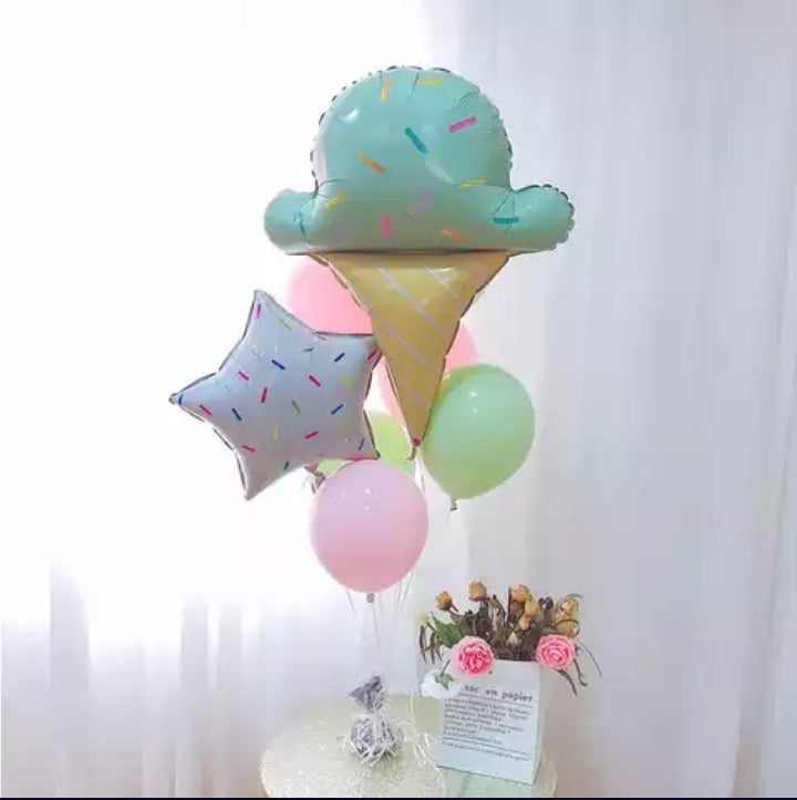 Ice-Cream Cone Star Pastel Foil Balloons