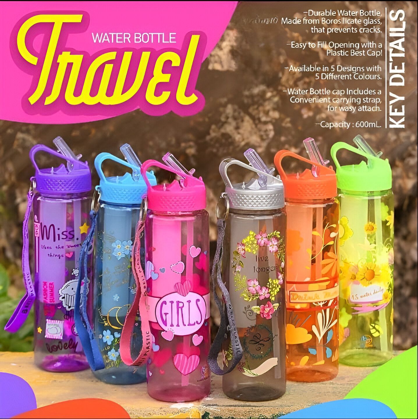 Kids Ice Cube Inner Container Travel Sipper Water Bottle