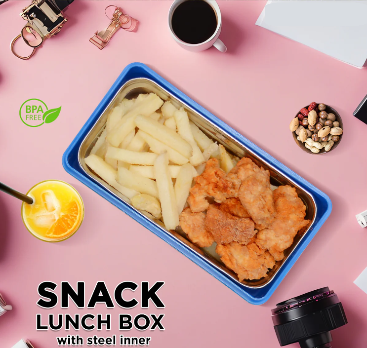 Lego Blocks Snack Lunch Box With Steel Inner