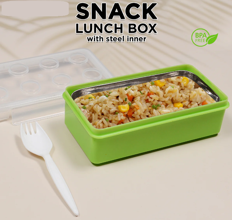 Lego Blocks Snack Lunch Box With Steel Inner