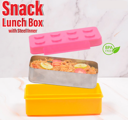 Lego Blocks Snack Lunch Box With Steel Inner