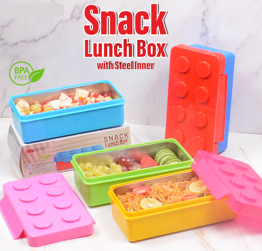 Lego Blocks Snack Lunch Box With Steel Inner